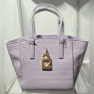 NWT Betsey Johnson Lilac Croc-Embossed
Siena Convertible Tote includes crossbody